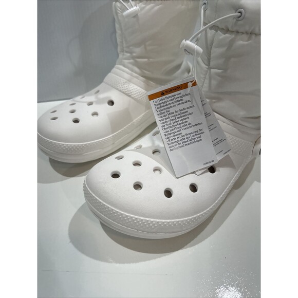 Crocs White Neo Puff Boots M10 W12 White Fleece Lined Comfort - Picture 5 of 13